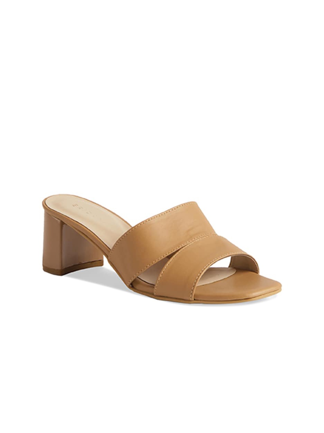 

ERIDANI Khaki Block Mules with Buckles