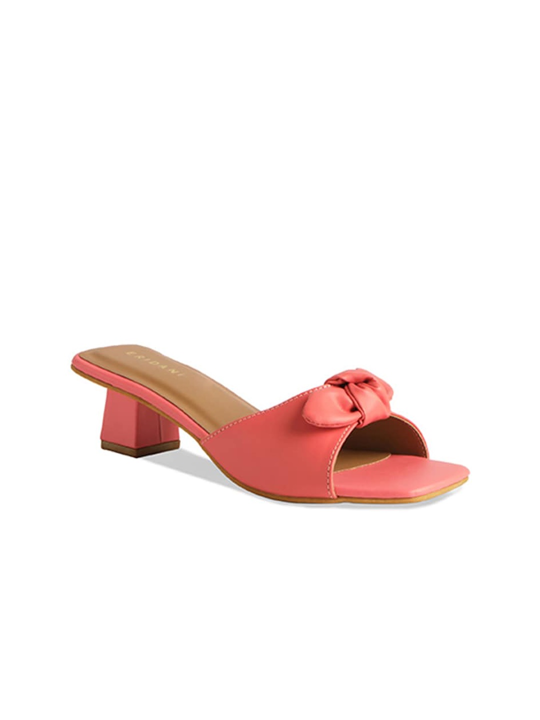 

ERIDANI Peach-Coloured Block Mules with Bows