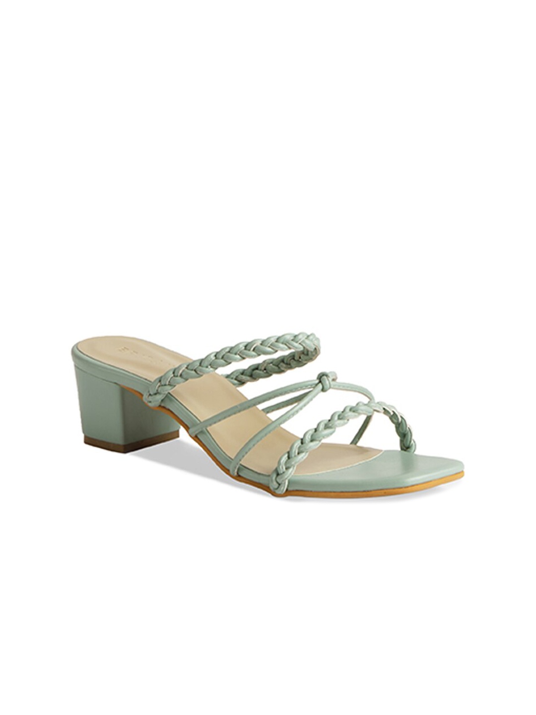 

ERIDANI Green Printed Block Sandals