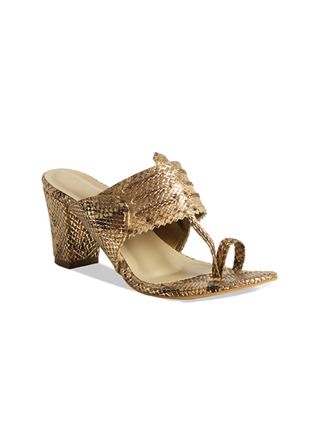 

ERIDANI Bronze-Toned Textured Block Sandals
