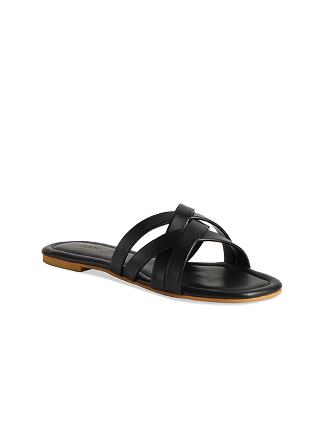 

ERIDANI Women Black Open Toe Flats with Bows