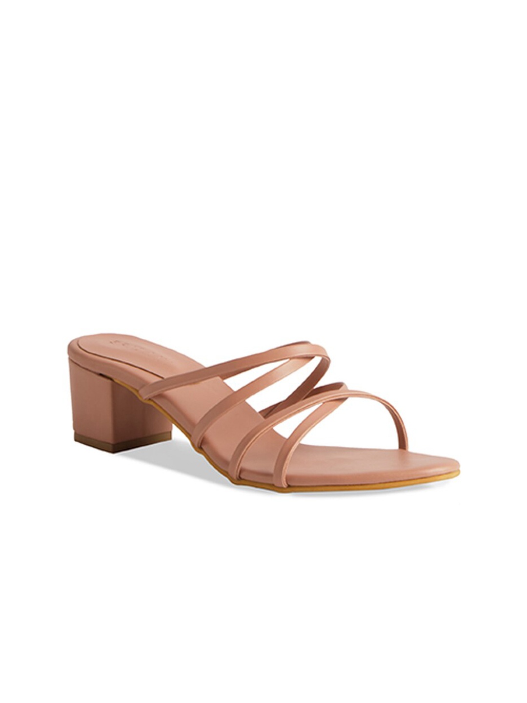 

ERIDANI Peach-Coloured Block Sandals with Buckles