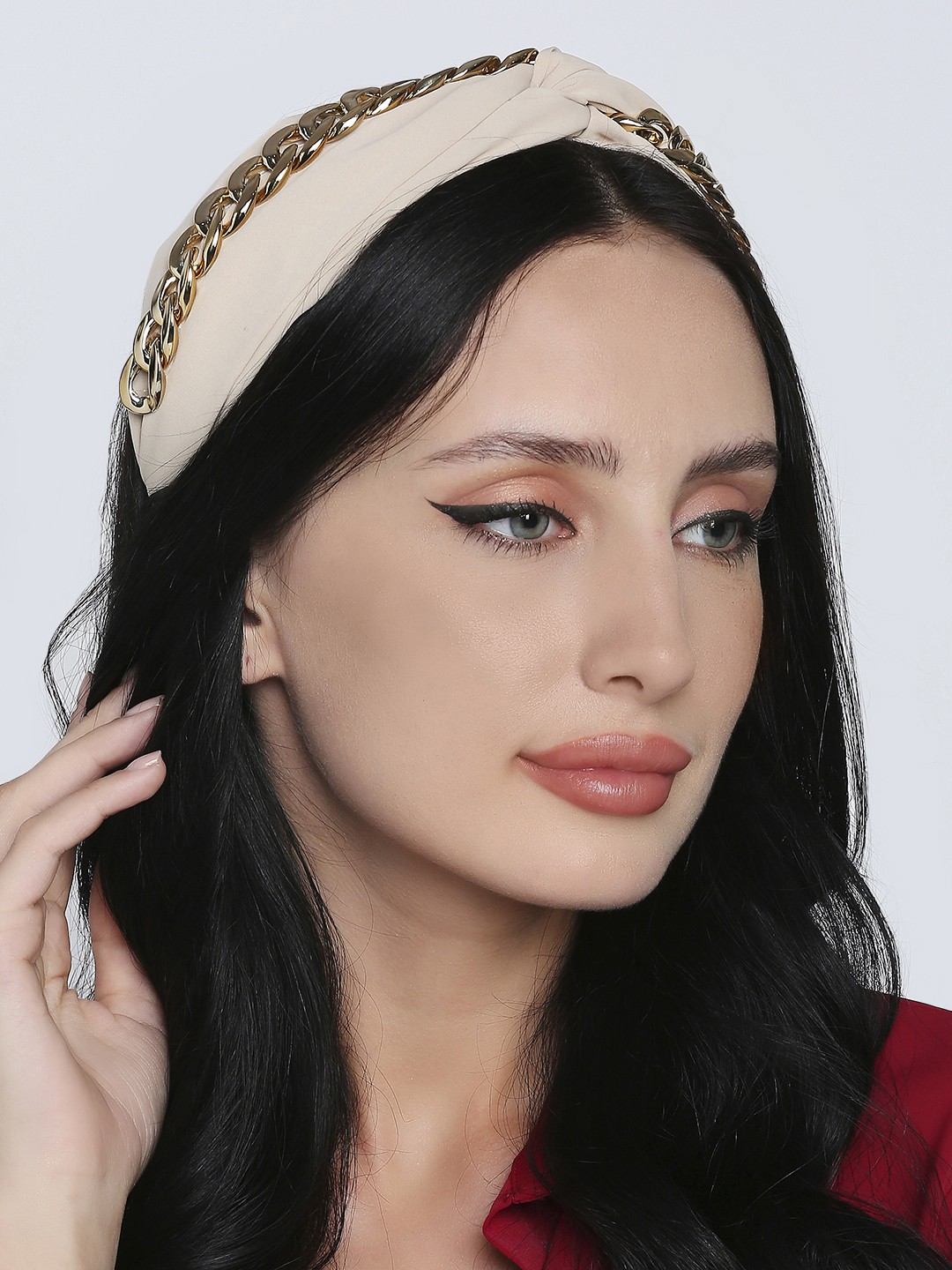 

OOMPH Women Peach-Coloured & Gold-Toned Embellished Hairband