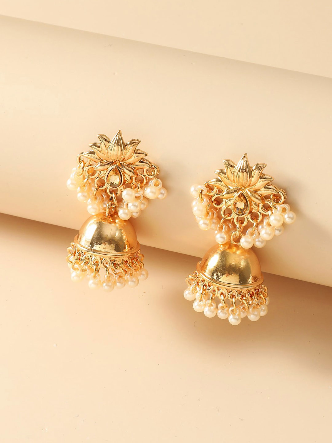 

OOMPH Gold-Toned Dome Shaped Jhumkas Earrings
