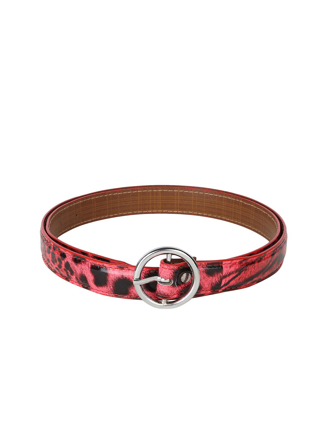 

Swiss Design Women Red & Black Animal Printed PU Belt