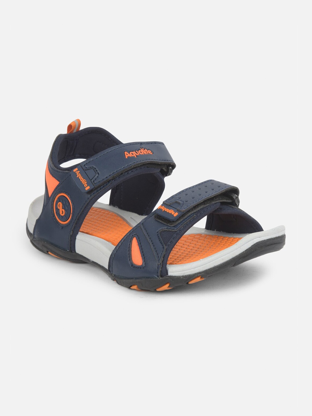 

Aqualite Men Navy Blue & Orange Comfort Sandals
