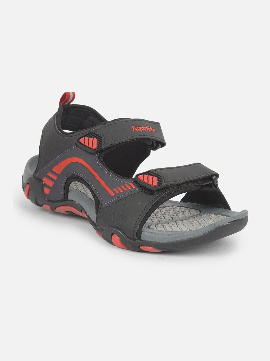 

Aqualite Men Black & Orange Comfort Sandals