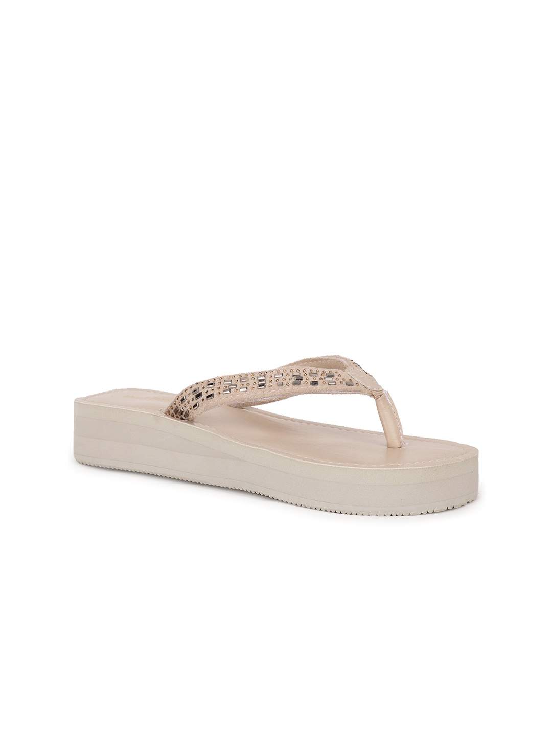 

Hush Puppies Beige Embellished PU Flatform Sandals