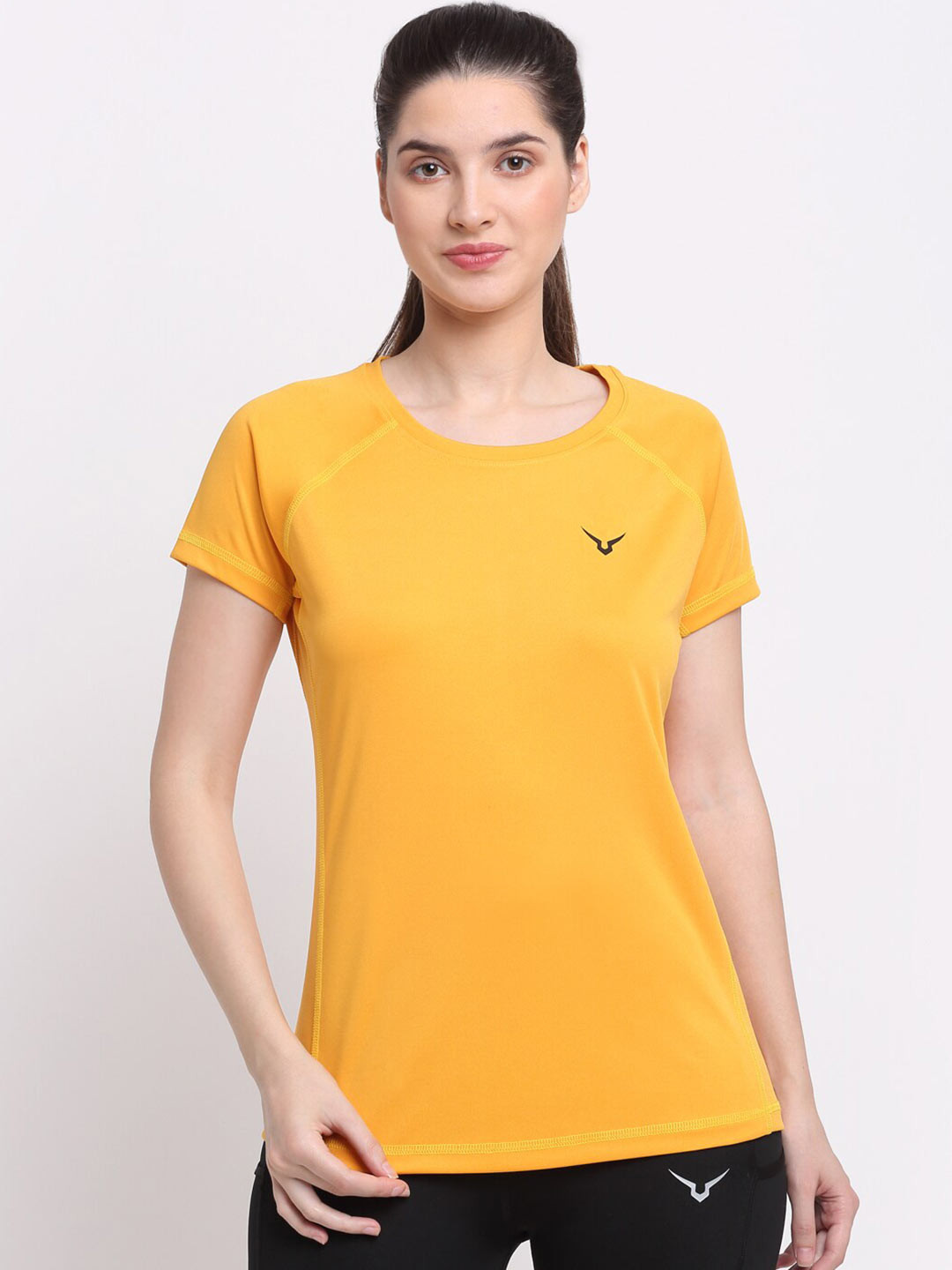 

Invincible Women Mustard Yellow Slim Fit Training or Gym T-shirt