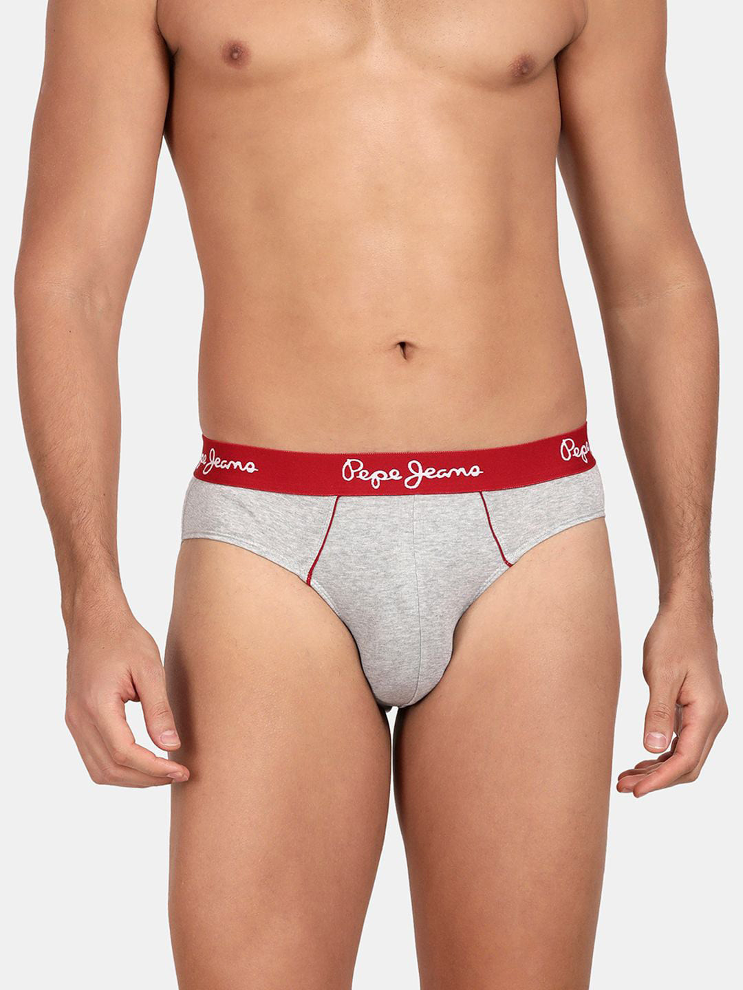 

Pepe Jeans Men Grey & Red Solid Hipster Briefs