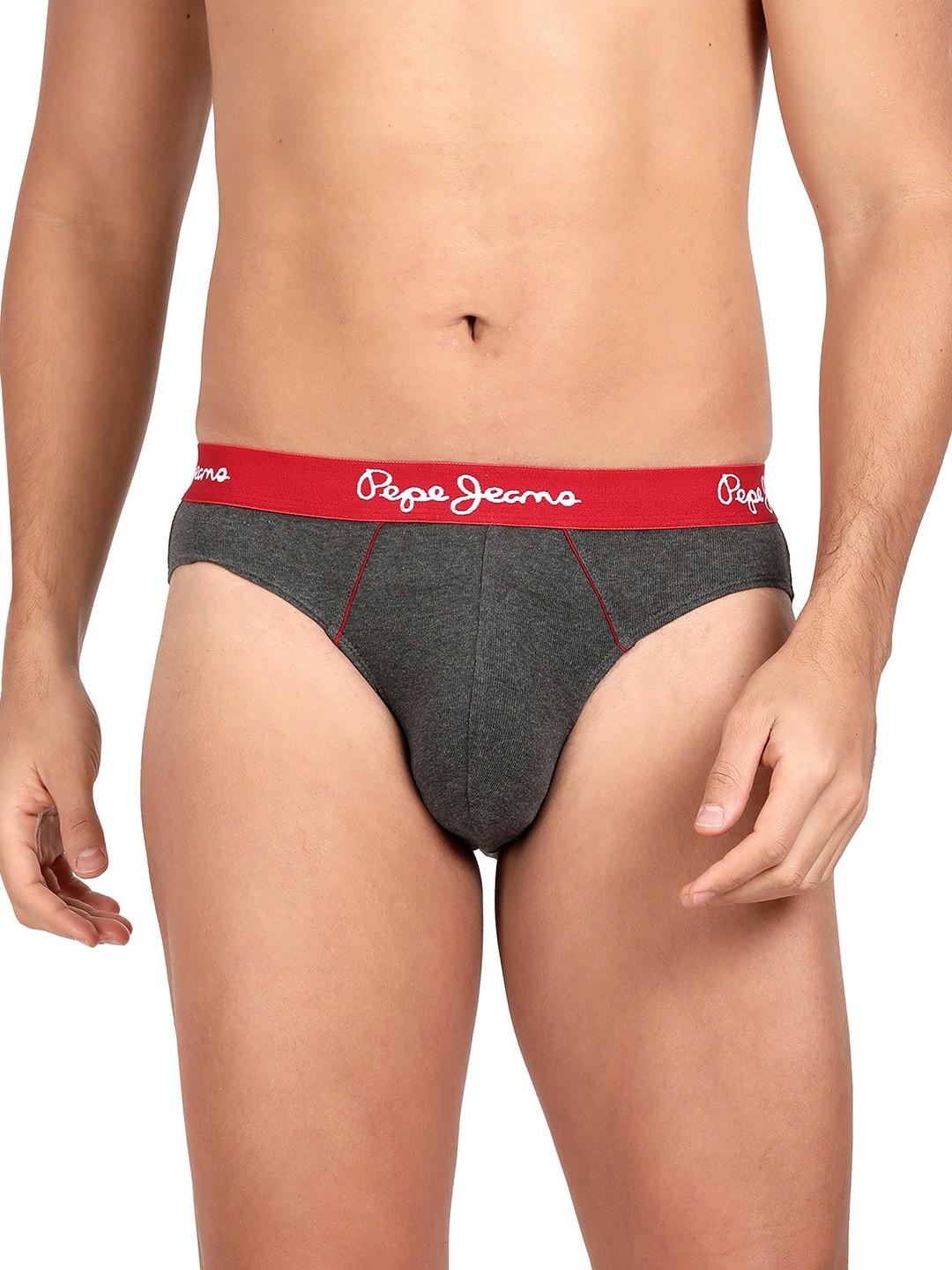 

Pepe Jeans Men Grey Solid Pure Cotton Briefs