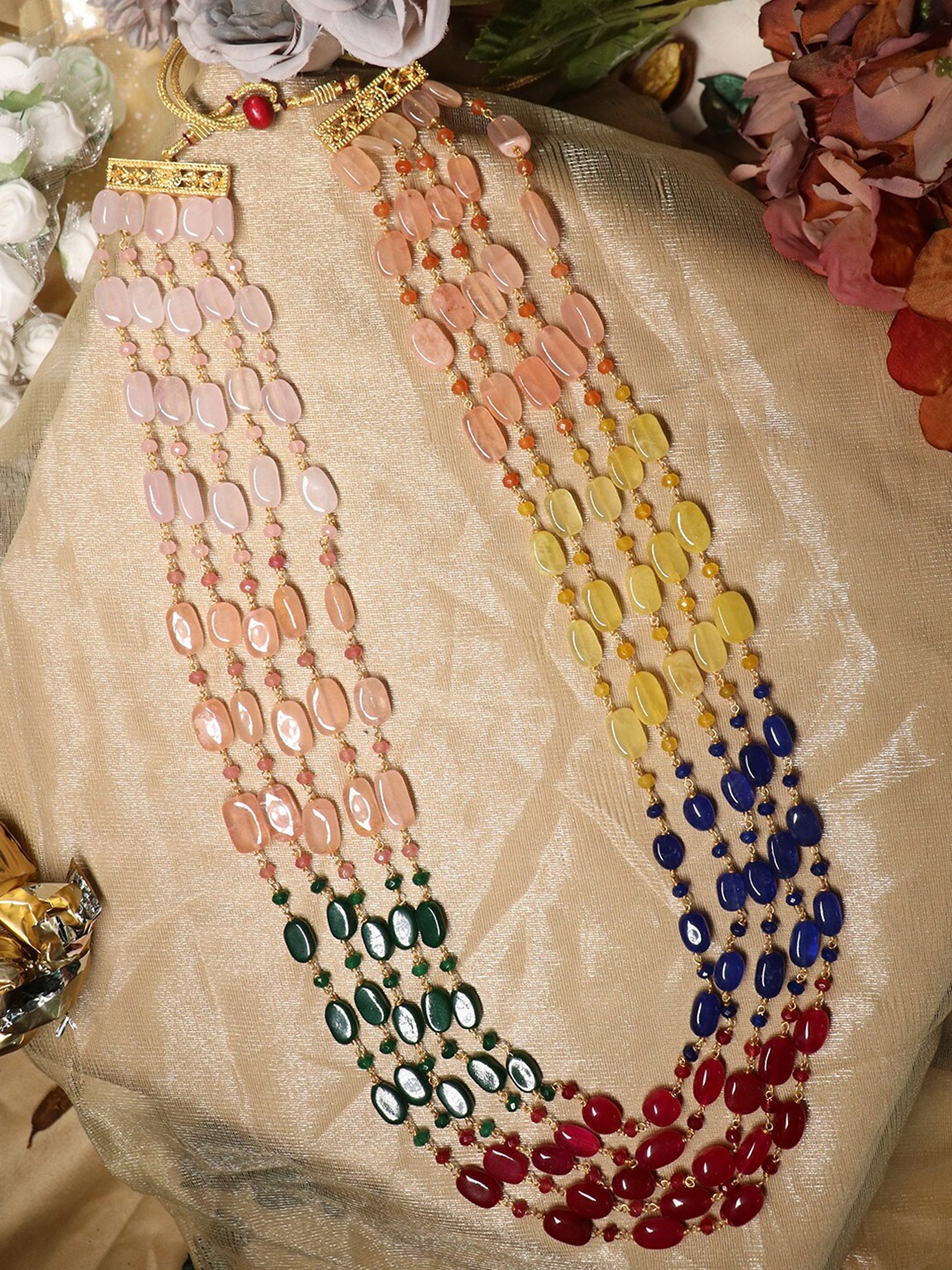 

Ishhaara Blue & Yellow Brass Brass-Plated Handcrafted Necklace