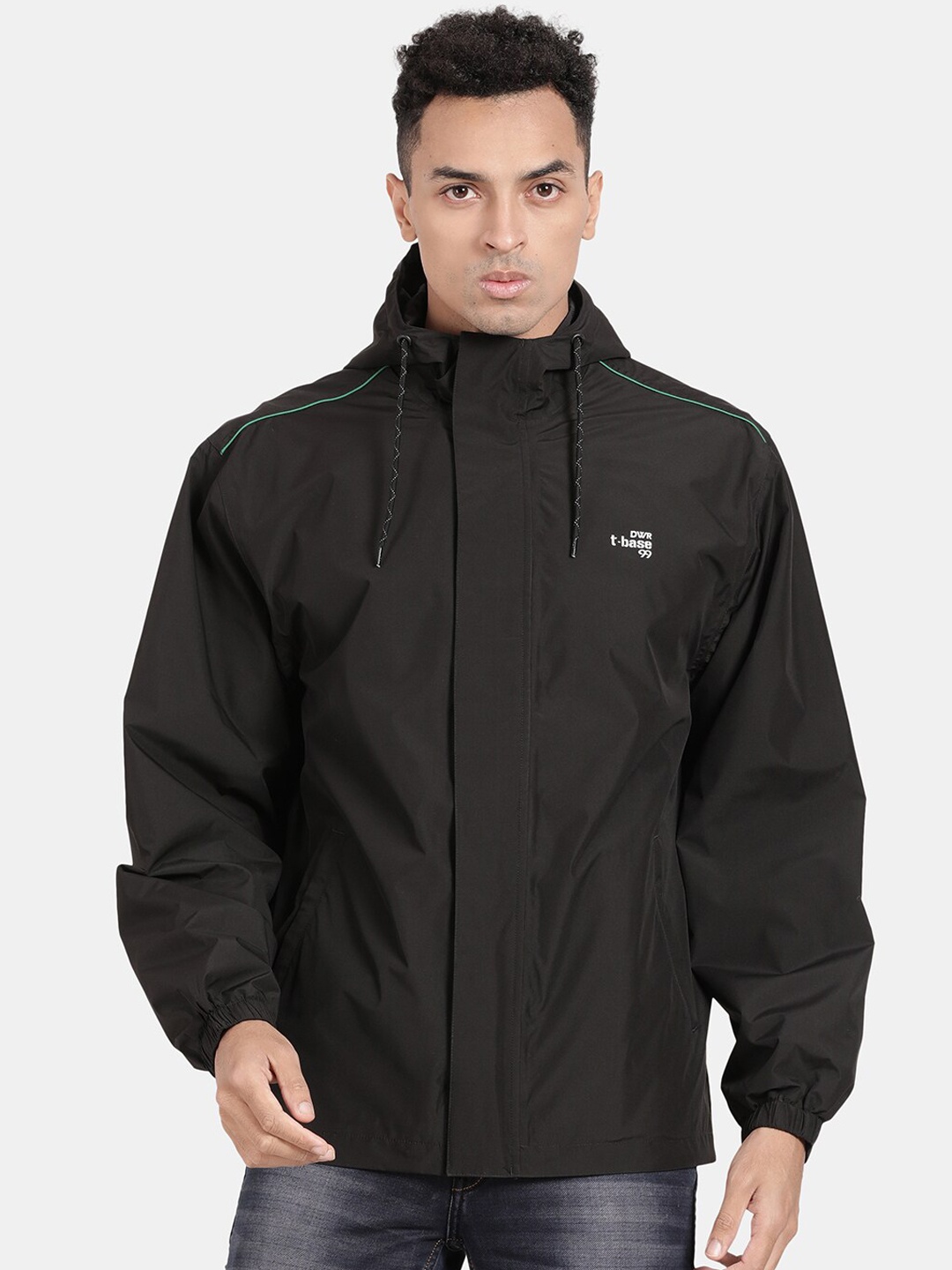 

t-base Men Black Solid Waterproof Rain Jacket