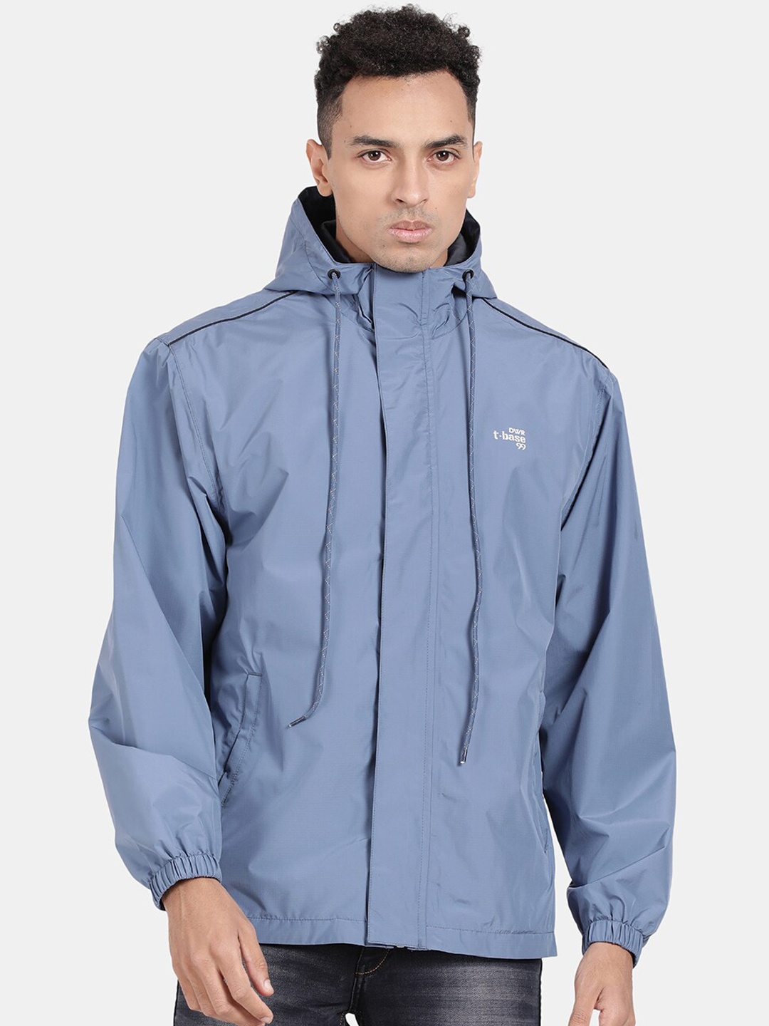 

t-base Men Storm Blue Solid Ribstop Waterproof Rainwear Jacket