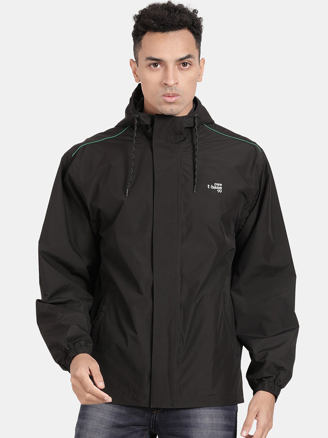 

t-base Men Black Solid Waterproof Rain Jacket