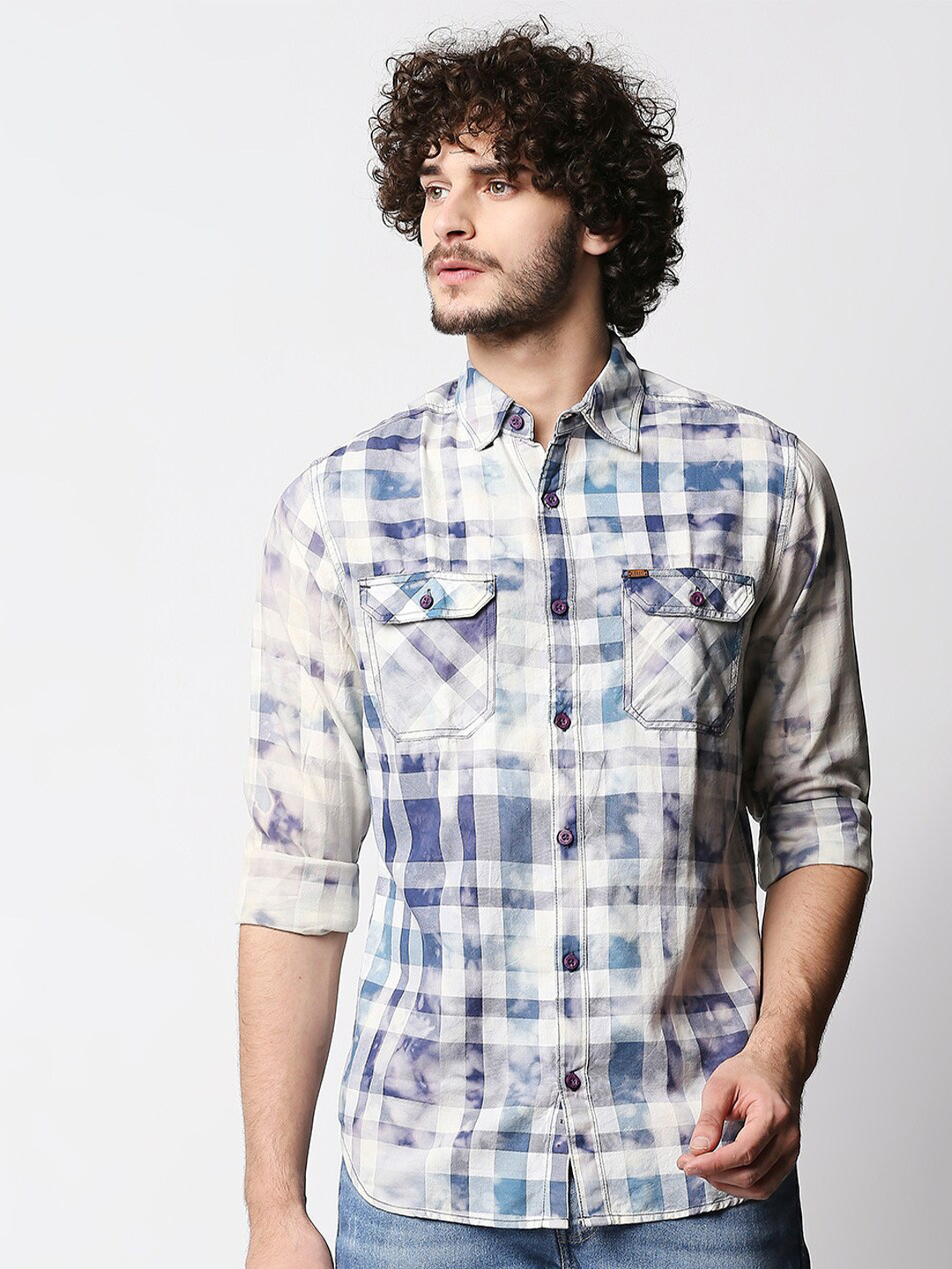 

Disrupt Men Blue Classic Checked Casual Shirt