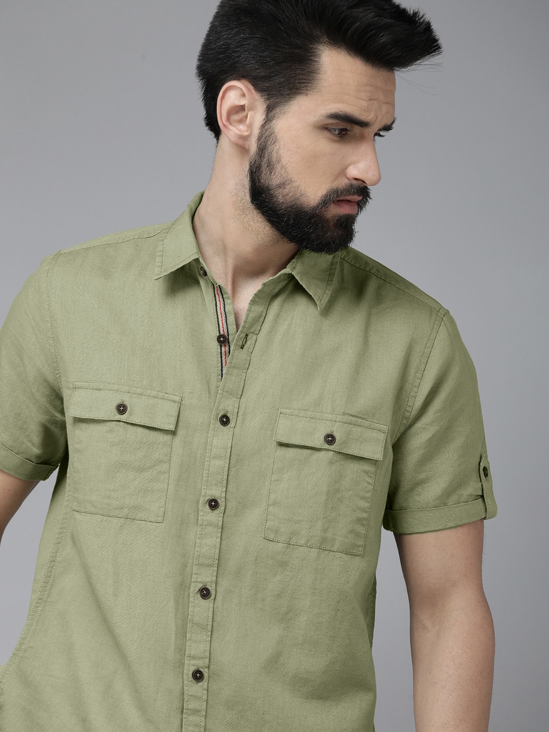 

Roadster Men Green Casual Shirt