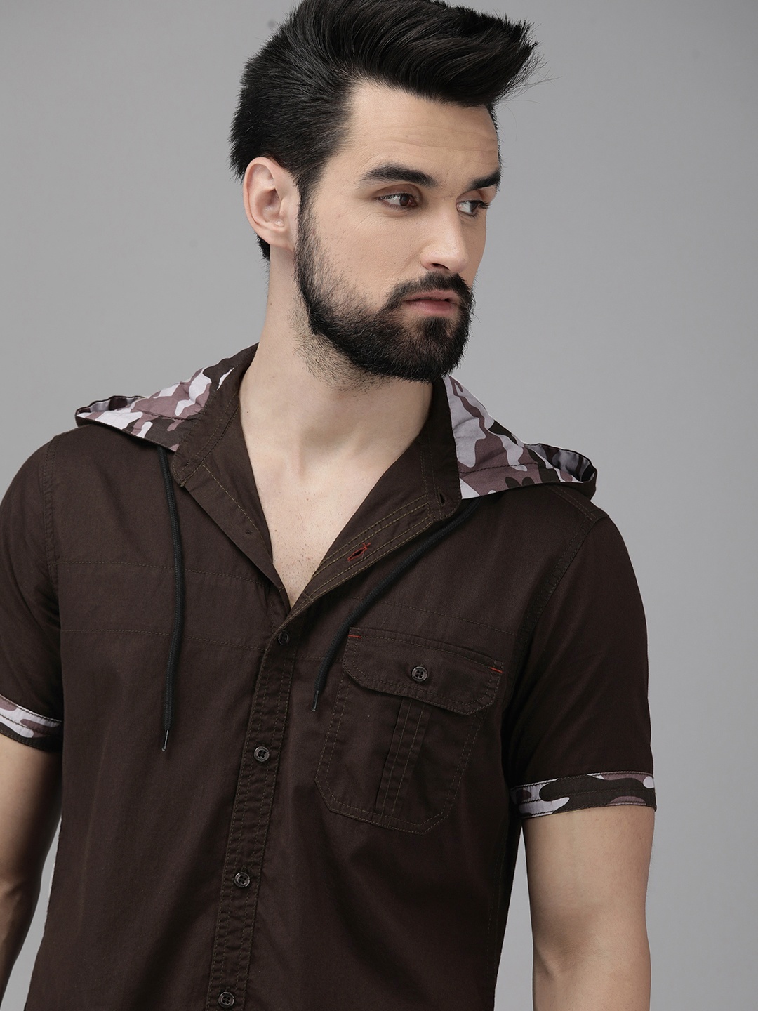 

The Roadster Lifestyle Co. Men Coffee Brown Pure Cotton Casual Shirt