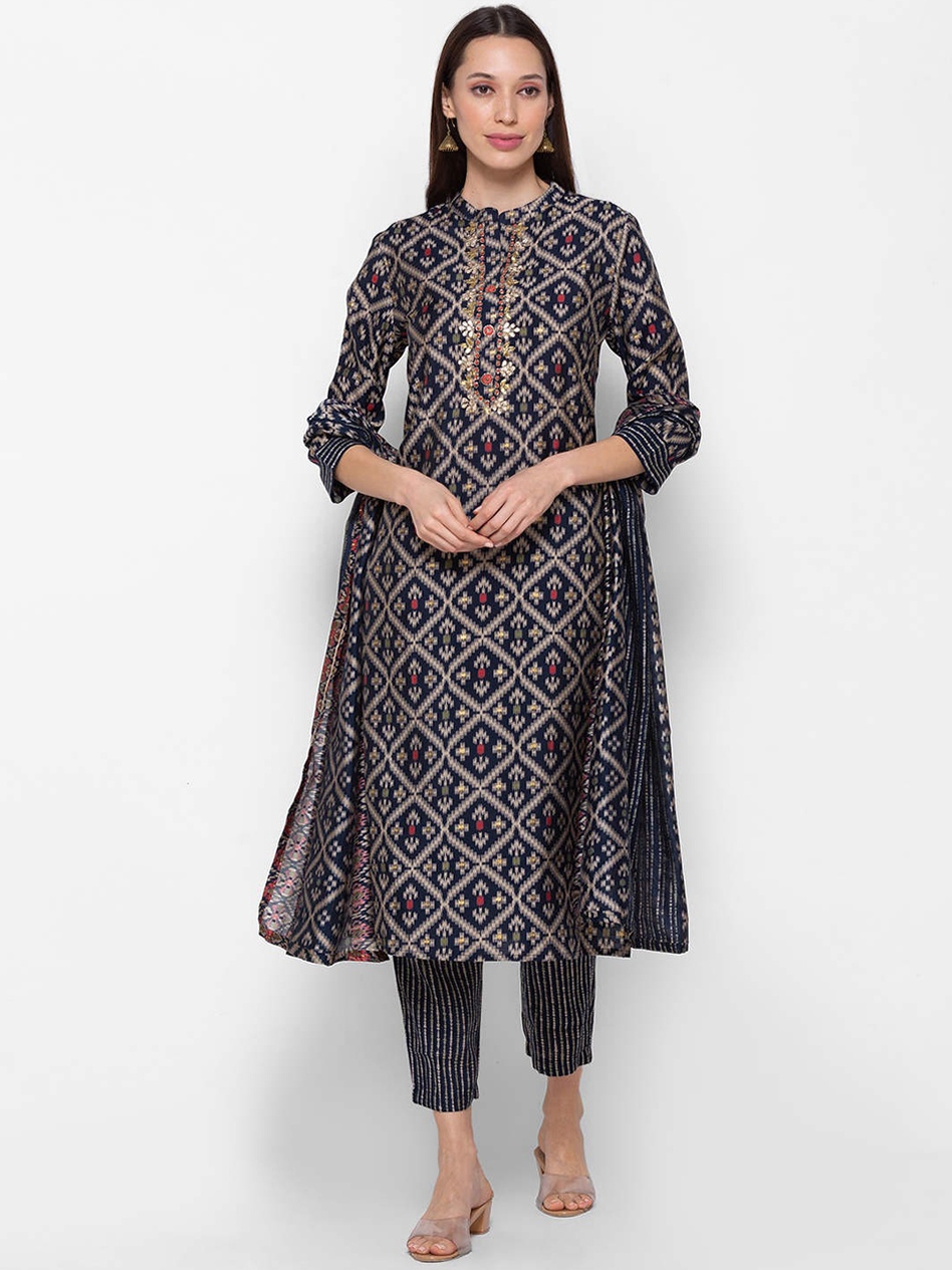 

ZOLA Women Blue Panelled Kurti with Trousers