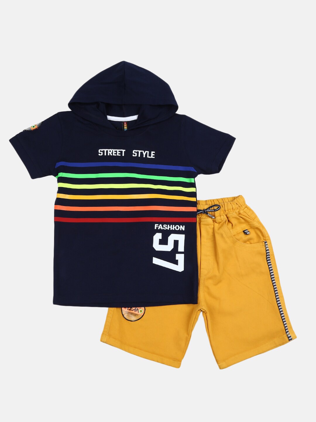 

V-Mart Unisex Kids Navy Blue & Navy Blue T-shirt with Shorts