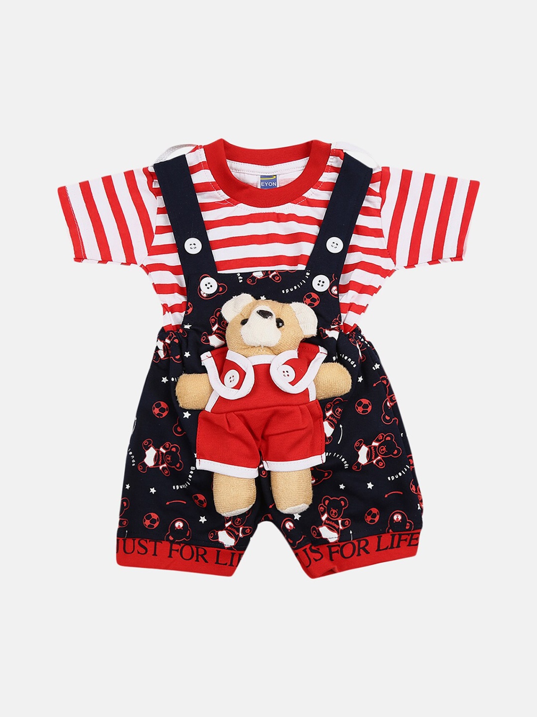 

V-Mart Infant Kids Navy Blue & Red Striped T-shirt with Shorts