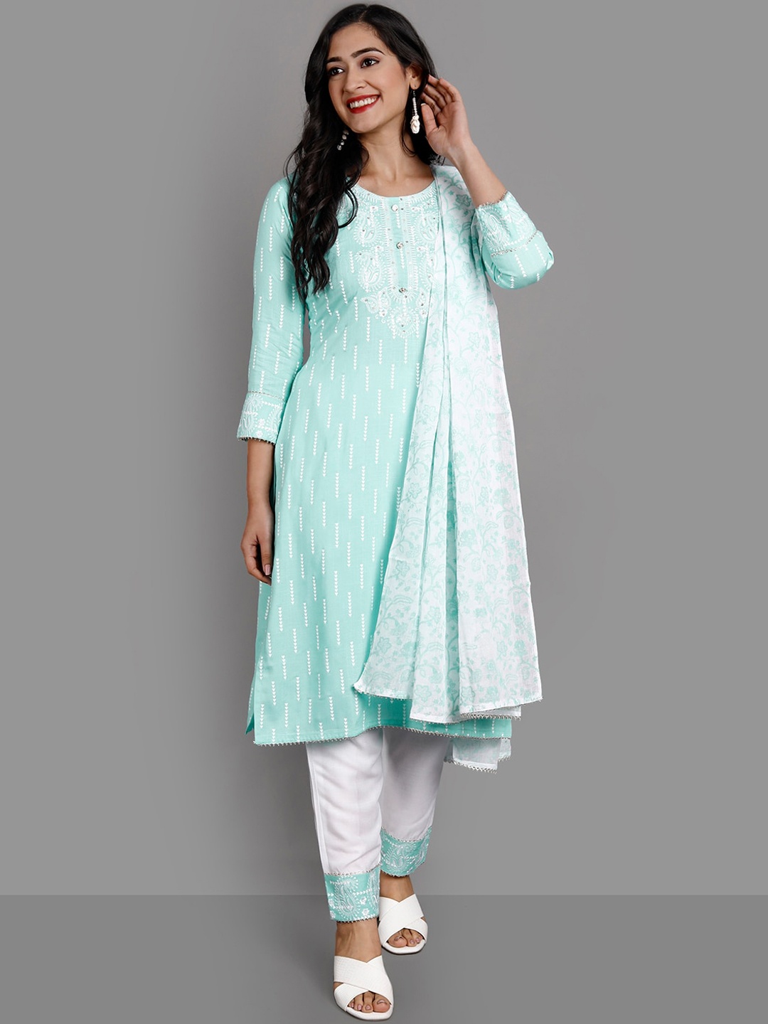 

Ziva Fashion Women Blue Panelled Kurta with Trousers