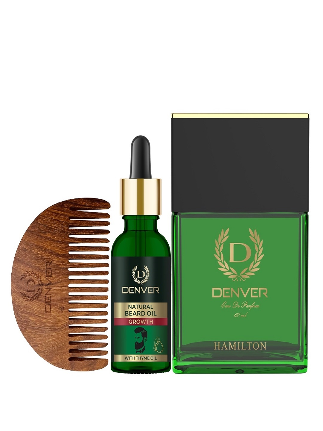 

Denver Men Natural Growth Beard Oil 30 ml + Hamilton Eau De Parfum 60 ml, Green