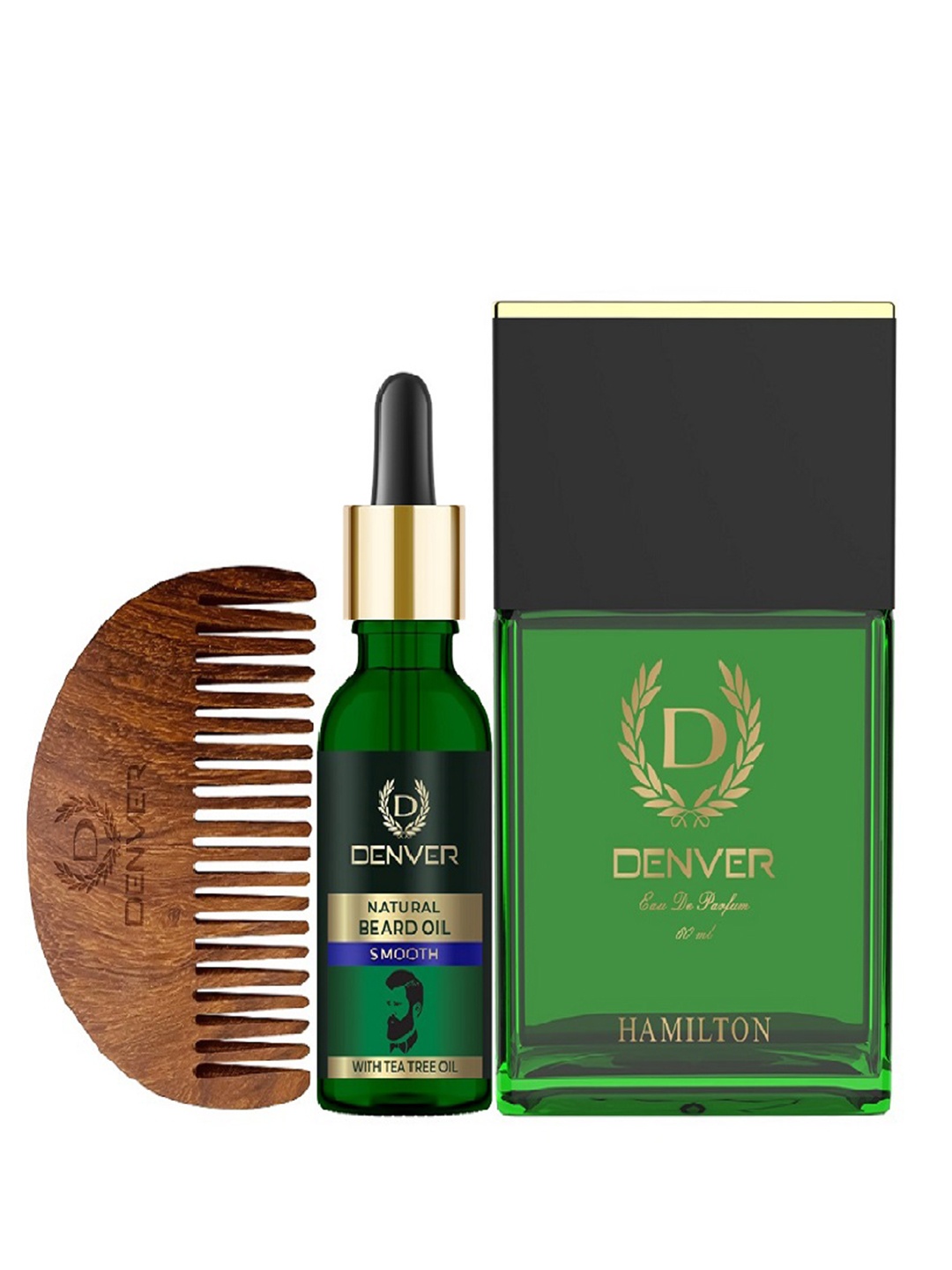 

Denver Men Natural Smooth Beard Oil 30 ml with Hamilton Eau De Parfum 60 ml, Green