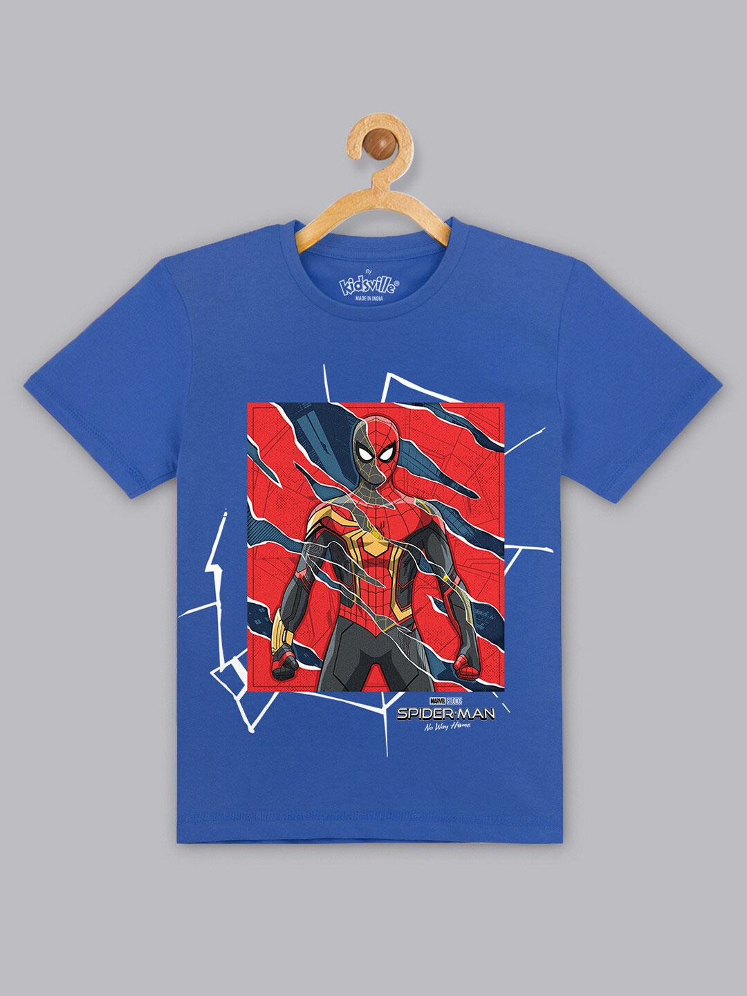 

Kids Ville Boys Blue Spider-Man Printed Applique T-shirt