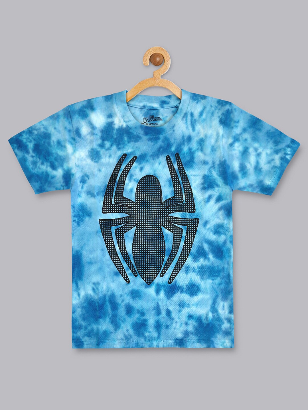 

Kids Ville Boys Multicoloured Spiderman Printed Tie And Dye Round Neck Tshirt, Multi