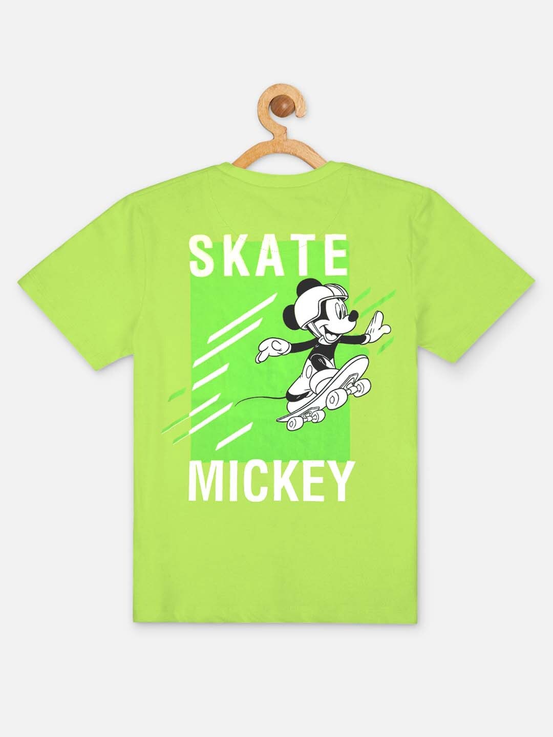 

Kids Ville Boys Green Printed Mickey & Friends Front And Back Printed Tshirt