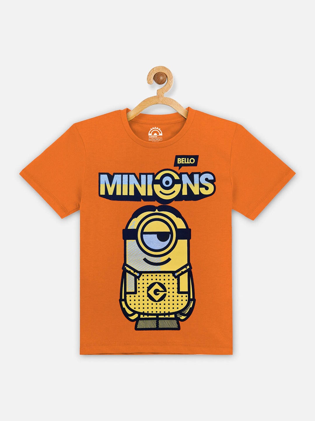 

Kids Ville Boys Orange Minions Printed Applique T-shirt
