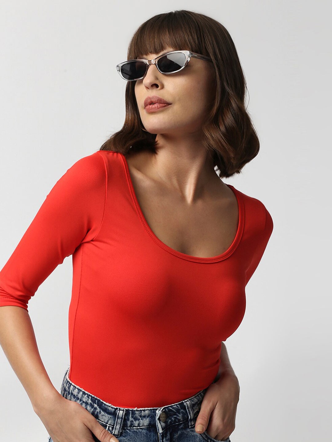 

Disrupt Women Red V-Neck Slim Fit T-shirt