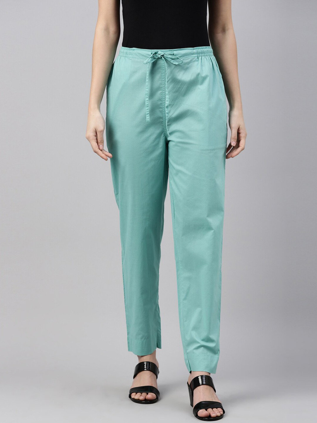 

Go Colors Women Green Tapered Fit Joggers Trousers