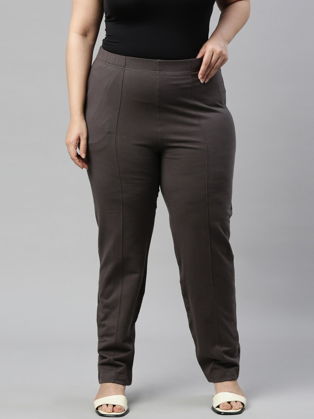 

Go Colors Women Grey Straight Fit Chinos Trousers