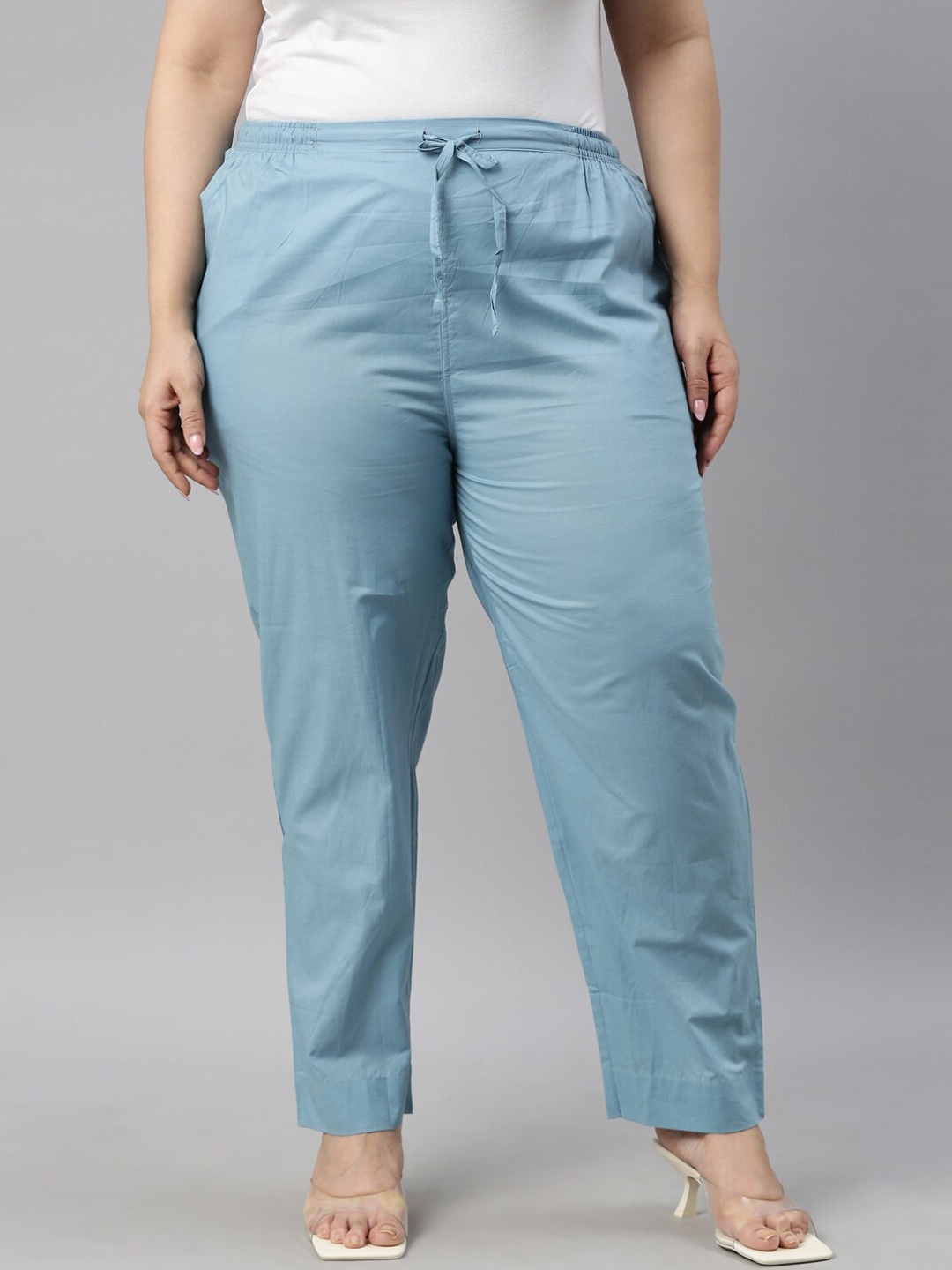 

Go Colors Women Blue Tapered Fit Joggers Trousers