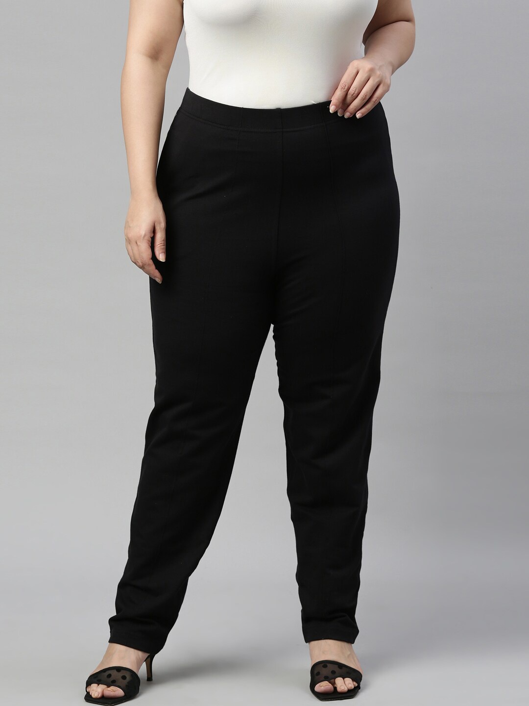 

Go Colors Women Black Straight Fit Trousers