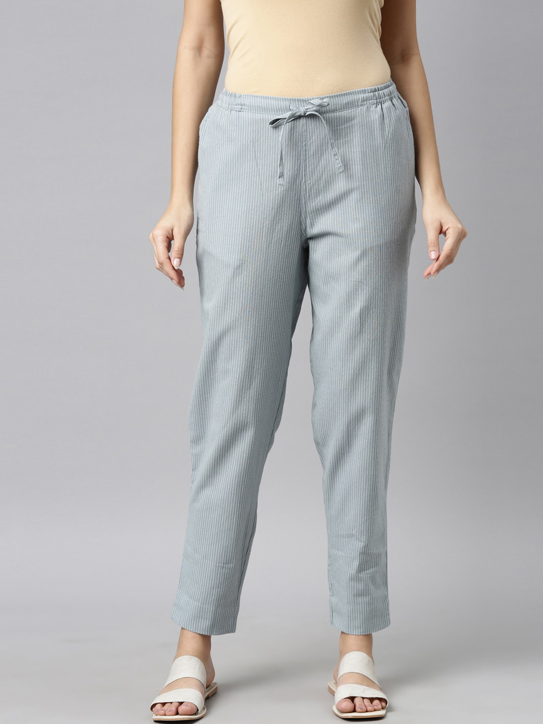 

Go Colors Women Blue Tapered Fit Trousers