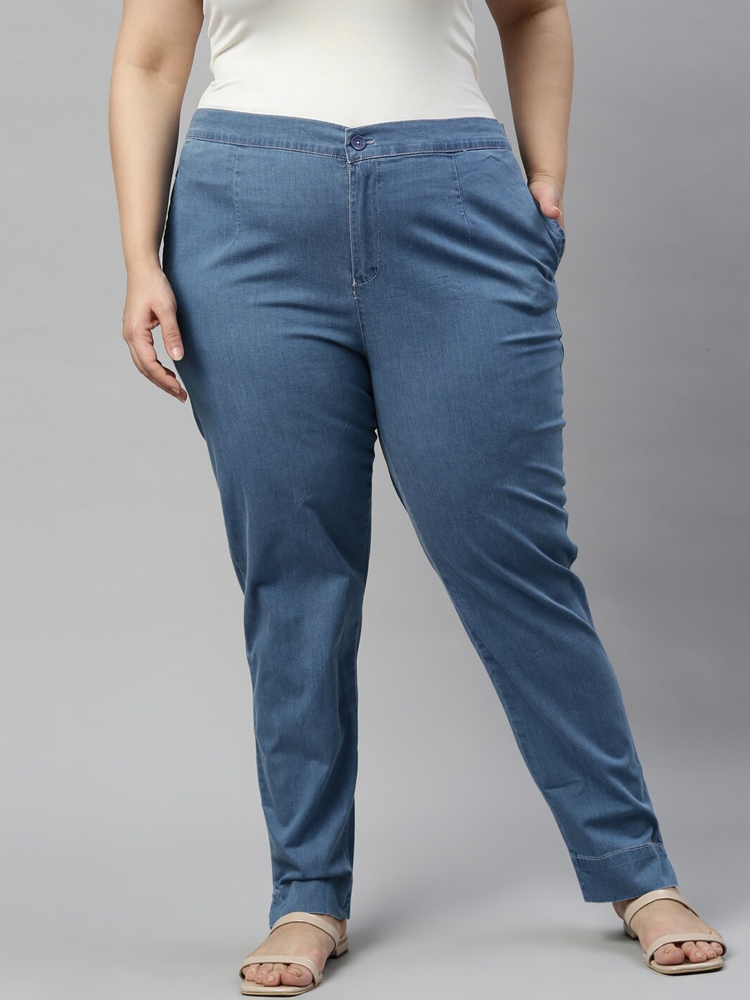 

Go Colors Women Blue Tapered Fit Joggers Trousers