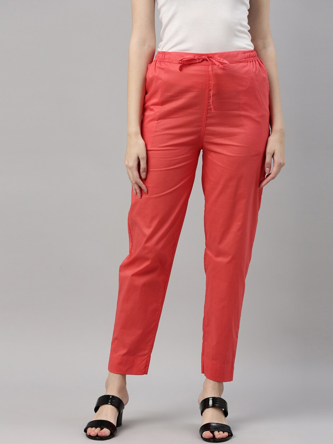 

Go Colors Women Coral Tapered Fit Trousers