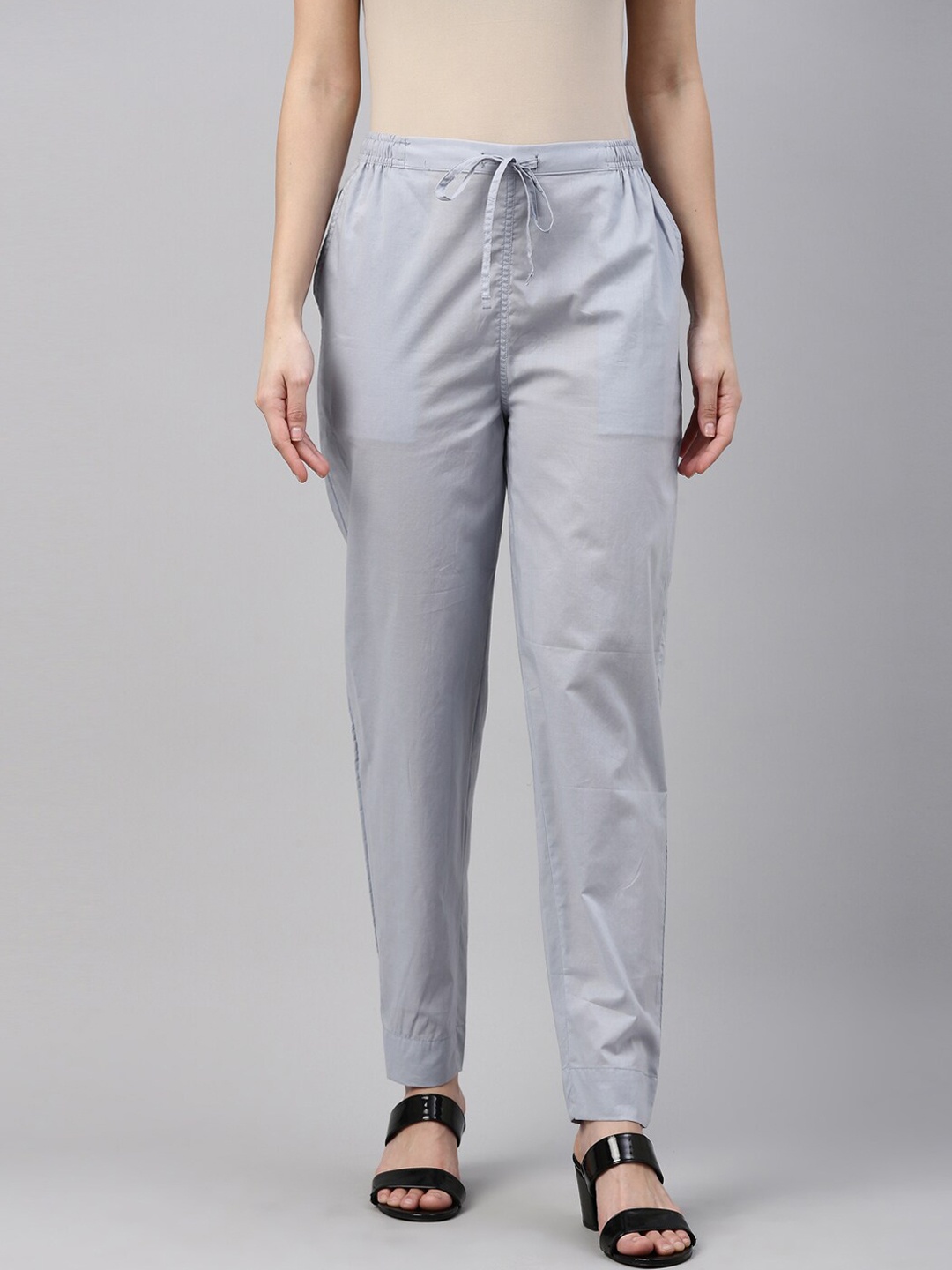

Go Colors Women Blue Tapered Fit Joggers Trousers