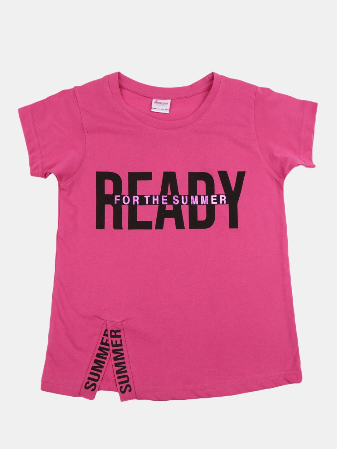 V-Mart Girls Pink Typography Printed T-shirt
