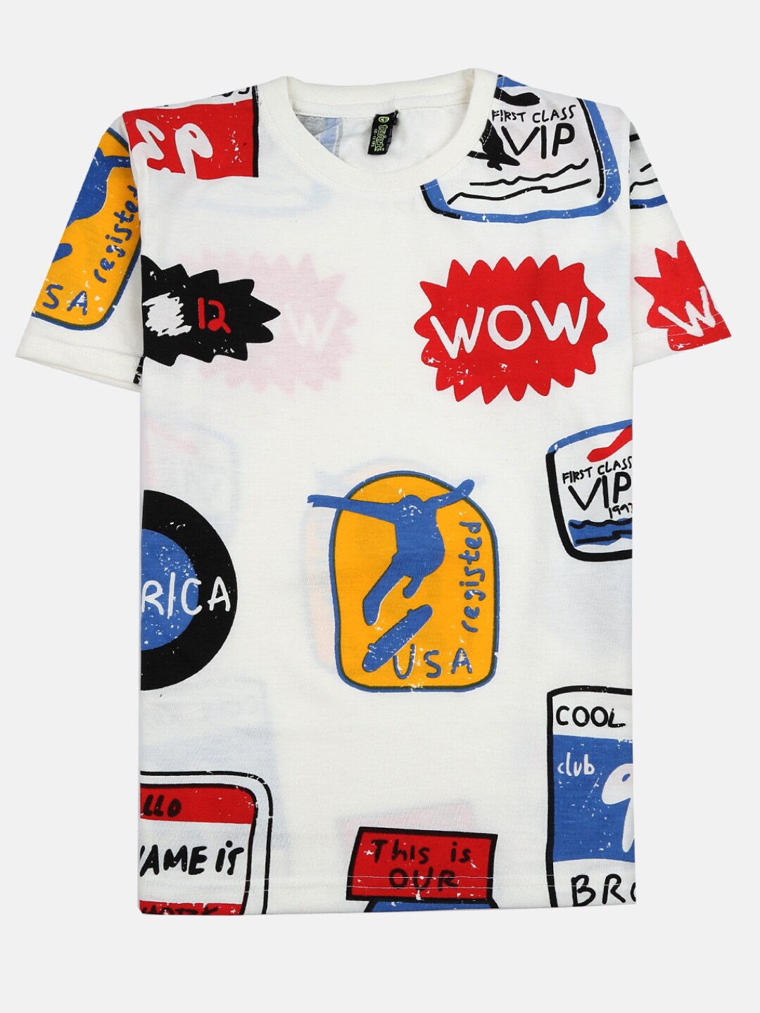 

V-Mart Boys White Typography Printed V-Neck T-shirt