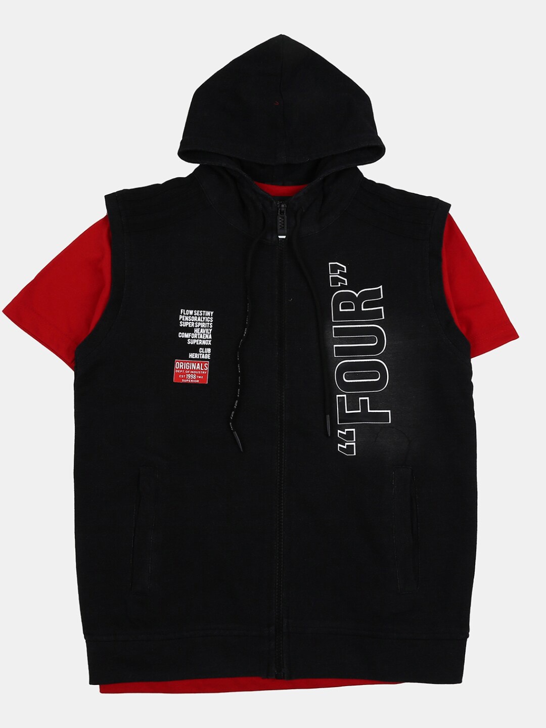 

V-Mart Boys Black Typography Applique T-shirt
