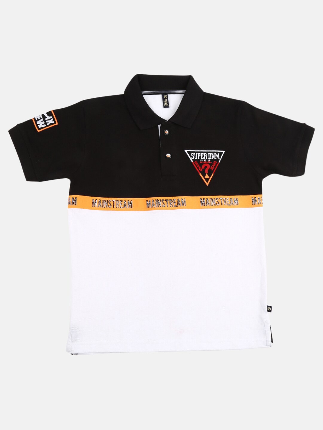 

V-Mart Boys White Polo Collar Applique T-shirt