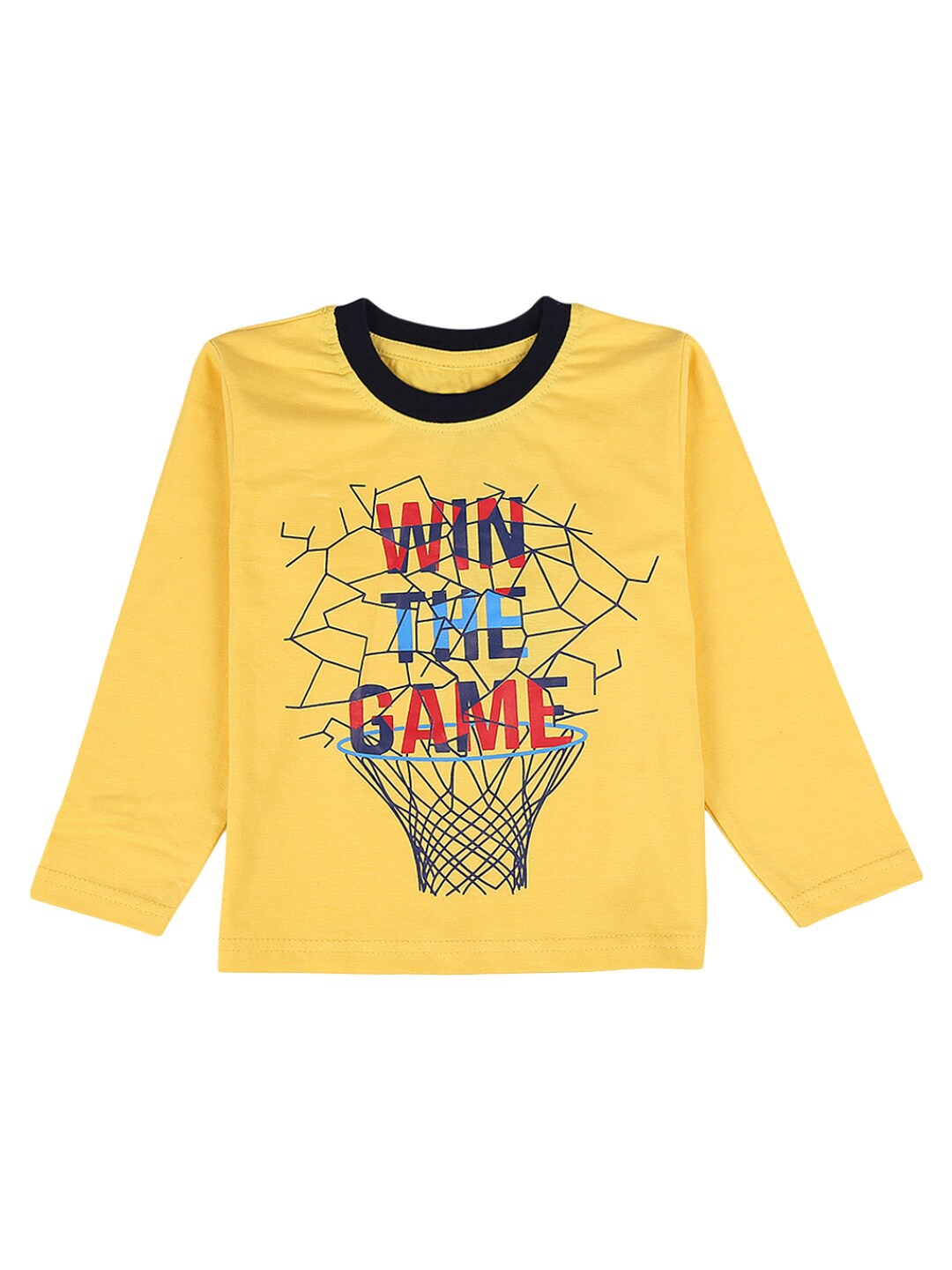 V-Mart Boys Yellow Typography Printed Applique T-shirt