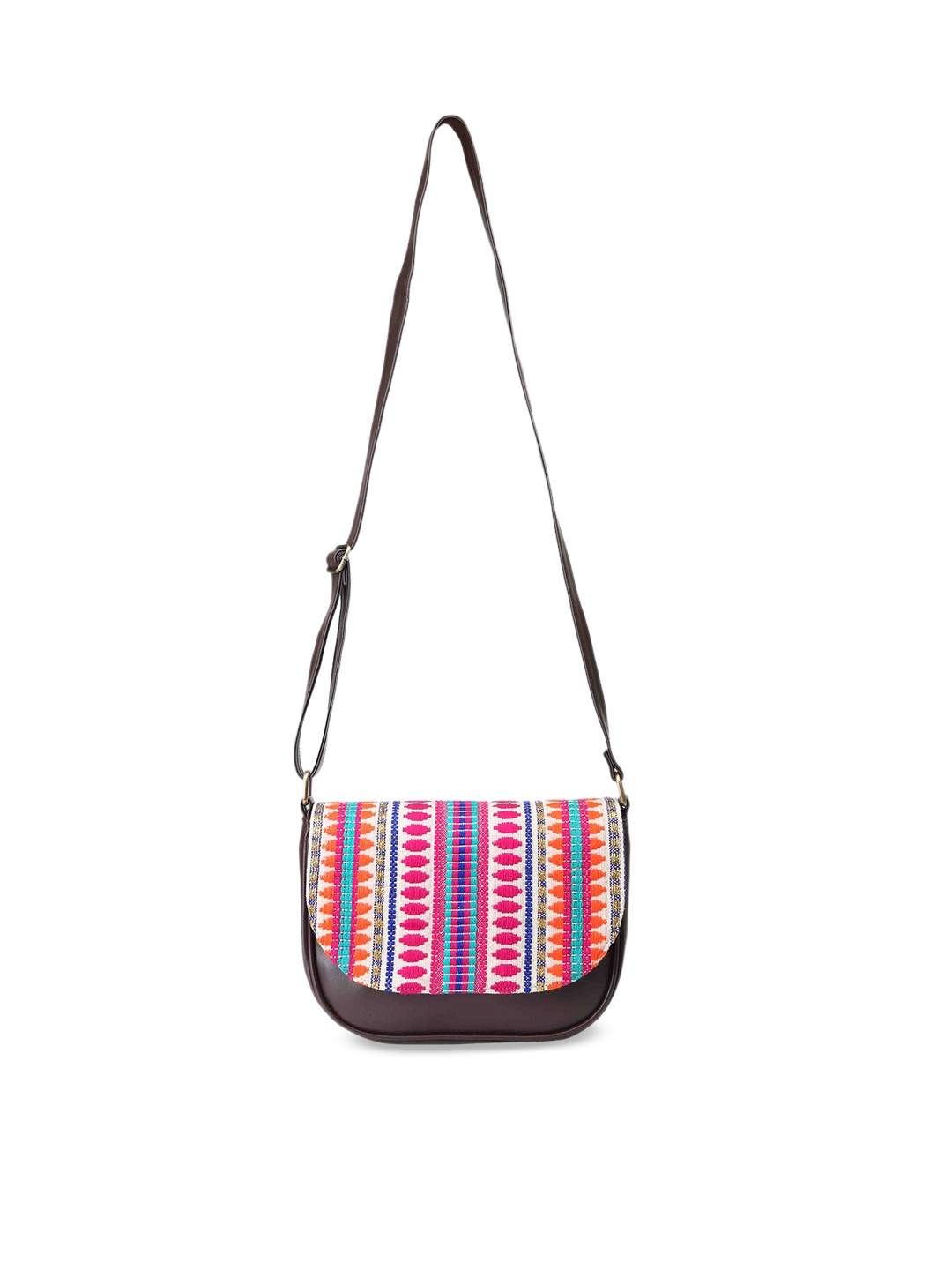 

The Purple Sack Brown Geometric Half Moon Sling Bag