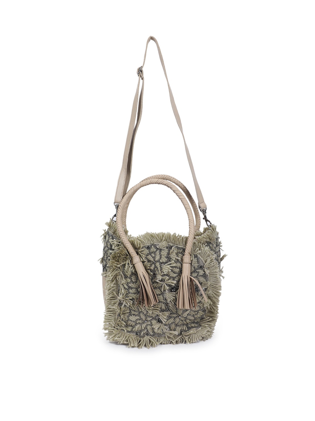 

The Purple Sack Grey Swagger Handheld Bag with Tasselled