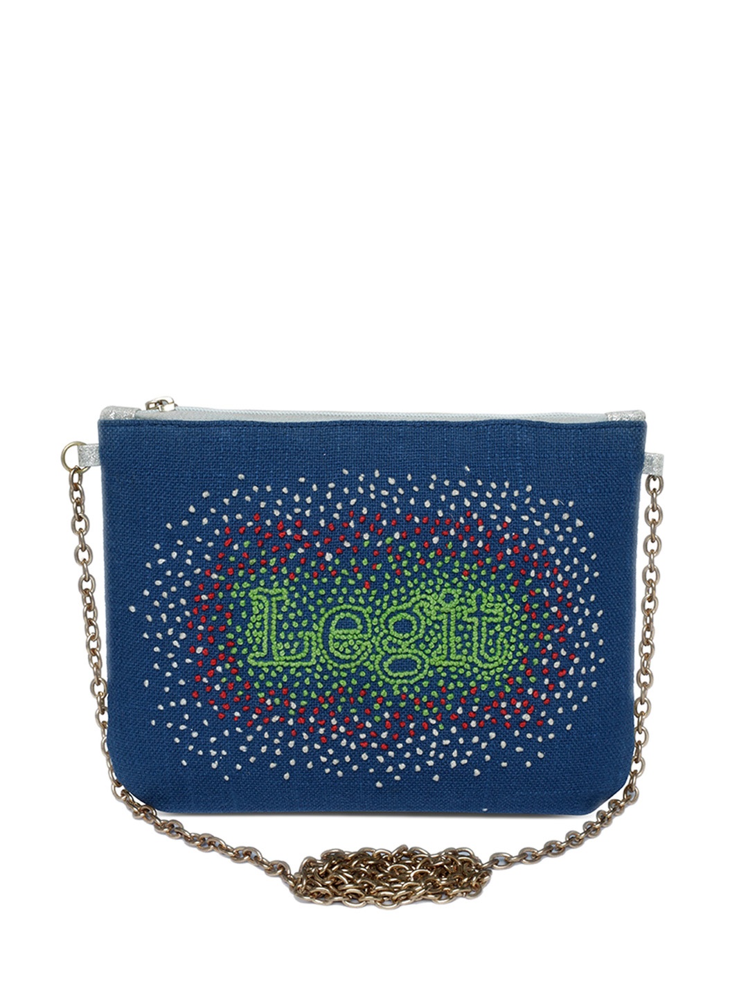 

The Purple Sack Blue Structured Sling Bag with Cut Work
