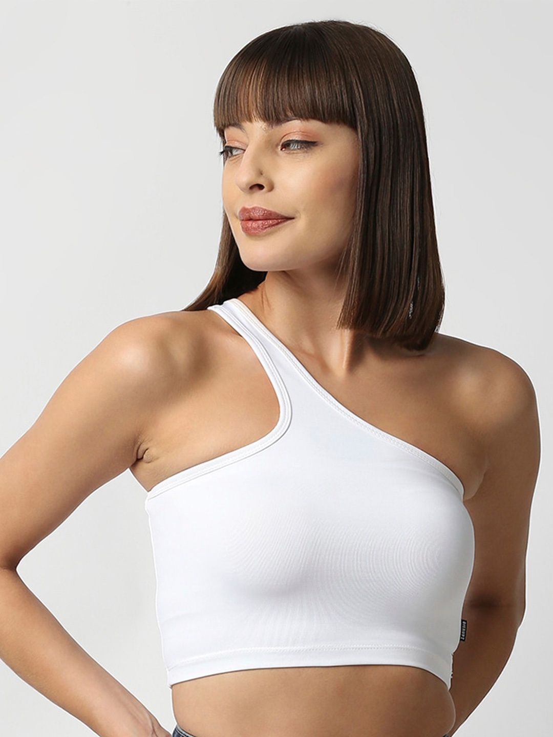 

Disrupt White One Shoulder Crop Top